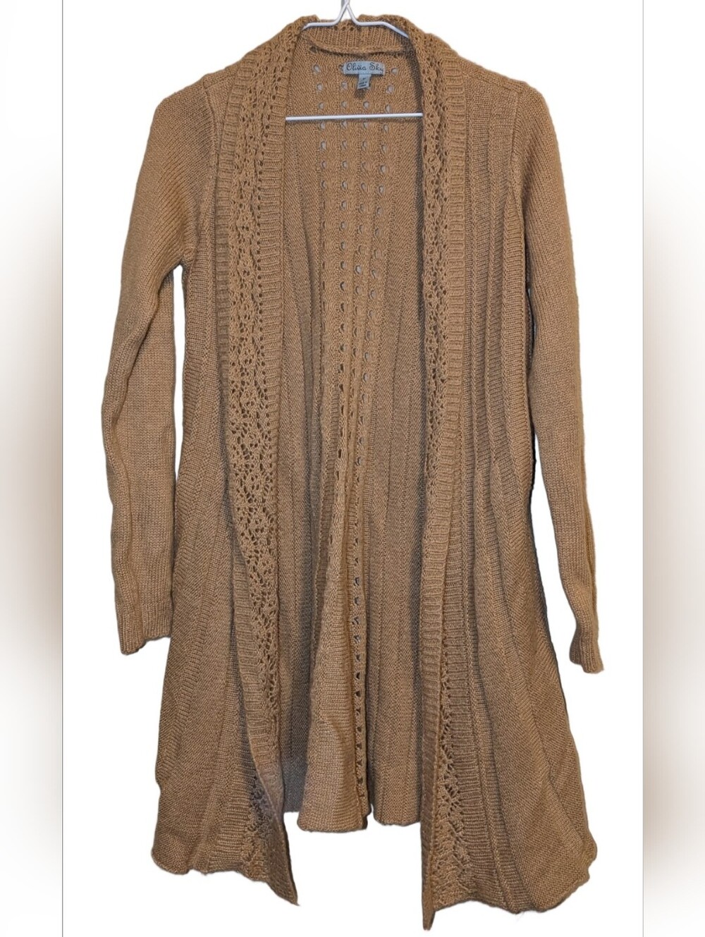 Open-Front Knit Cardigan - Camel Brown